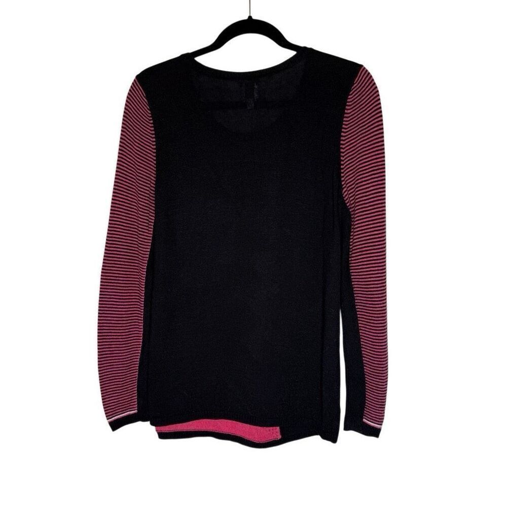 Nic+Zoe Outer Angle Strawberry Pink & Black Preppy Pull Over Sweater Size L - Picture 4 of 13